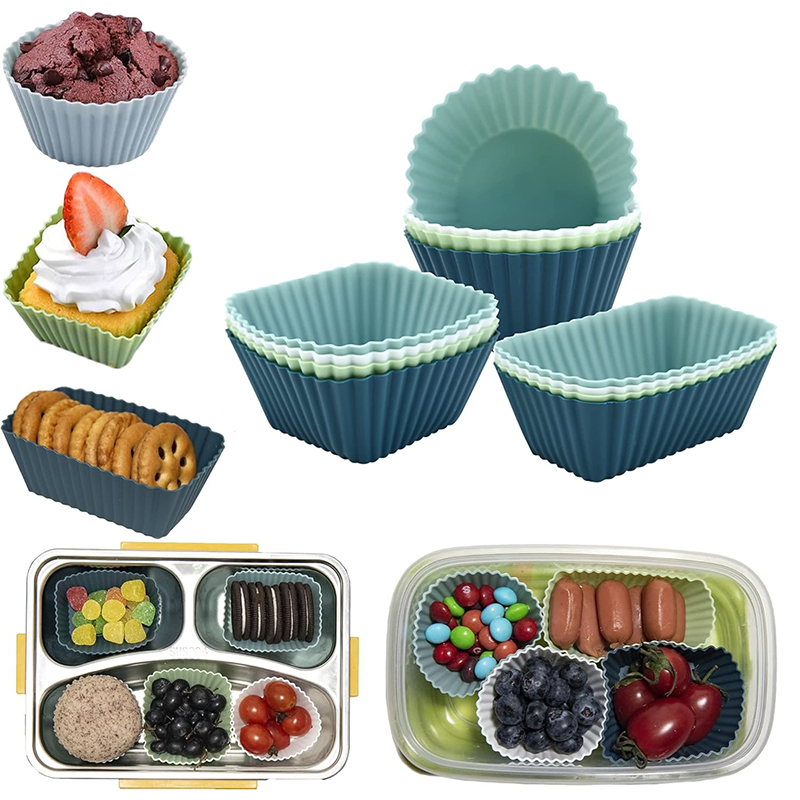 Meal Prep Bowl - 4/10/12Pcs Reusable Silicone Cupcake Baking Cups